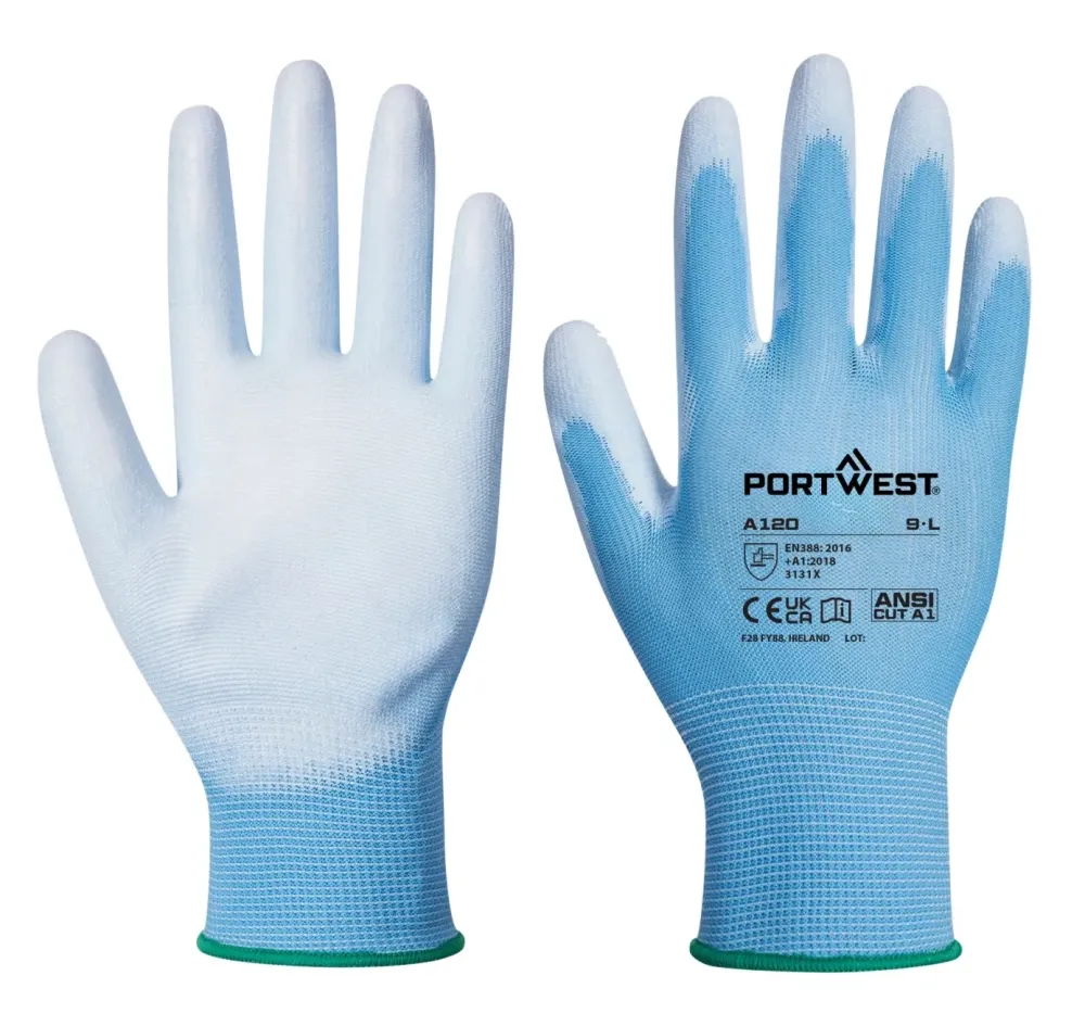 Portwest A120 PU Palm Handschoen Blauw voorkant