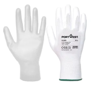 Portwest A120 PU Palm Handschoen Wit voorkant
