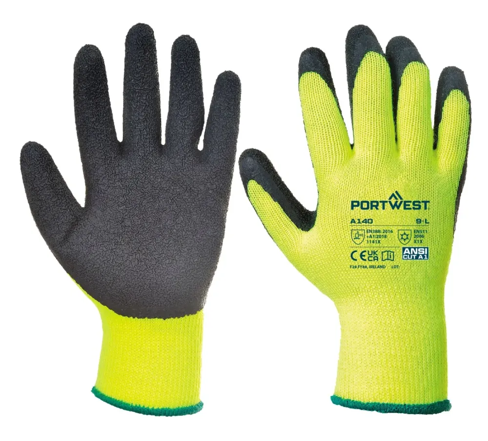 Portwest A140 Thermische Handschoen met Grip Zwart voorkant