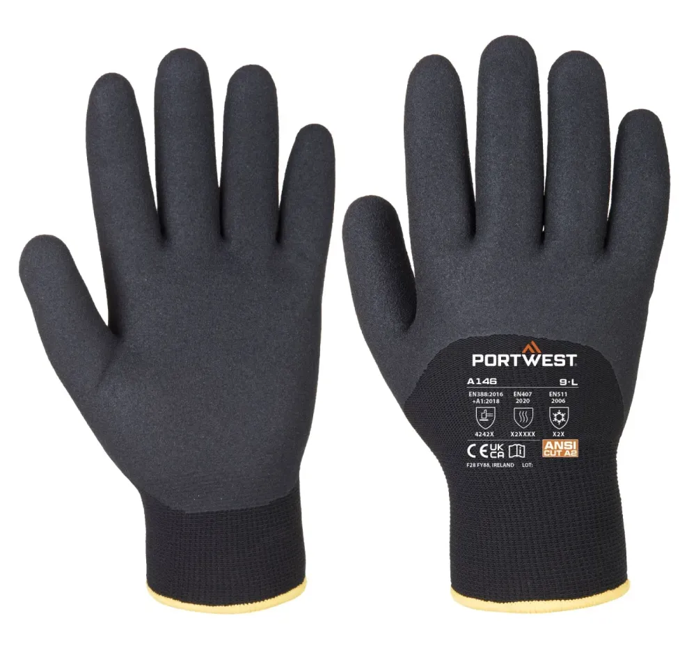 Portwest A146 Artic Winterhandschoen Zwart voorkant