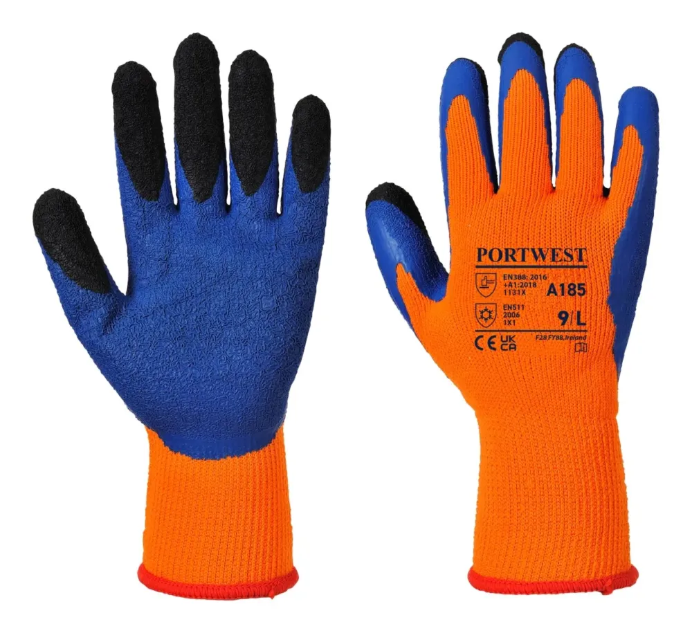 Portwest A185 Duo-Therm Handschoen Oranje/blauw voorkant