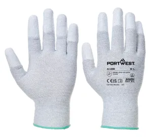 Portwest A198 Antistatische PU Vingertop-Handschoen Grijs voorkant