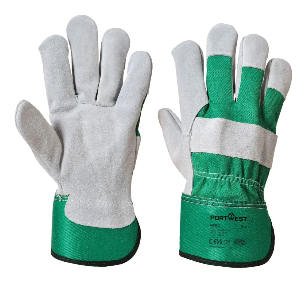 Portwest A220 Premium Chrome Rigger Handschoen Groen voorkant