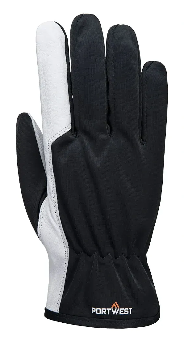 Portwest A281 Mechanisch 120 Lederen Palm Handschoen Grijs voorkant