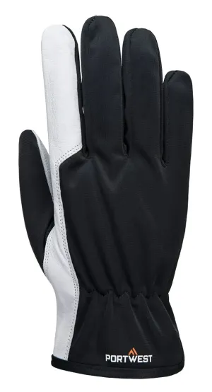 Portwest A281 Mechanisch 120 Lederen Palm Handschoen Grijs voorkant