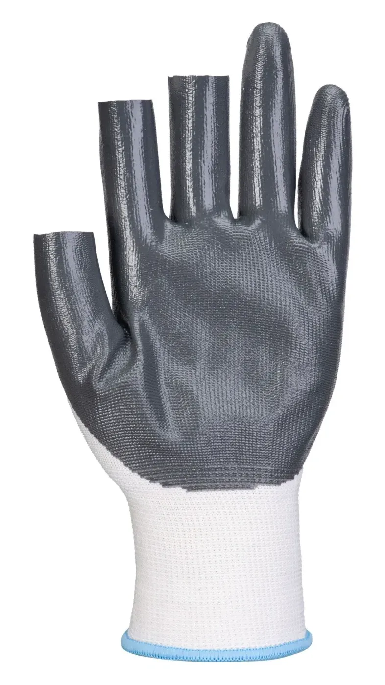 Portwest A311 Grip 13 Nitril 3 vingerloze Handschoen (Pk12) Wit/grijs voorkant