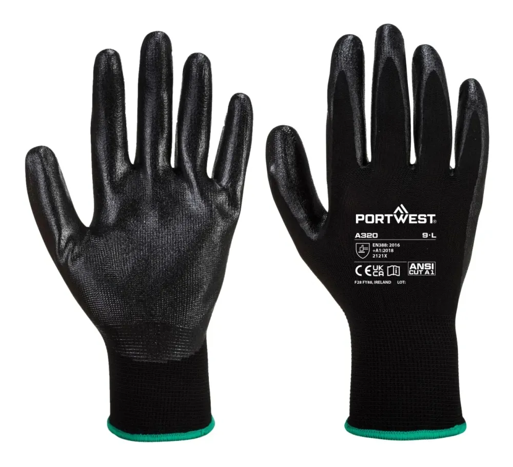 Portwest A320 Dexti-Grip Handschoen Zwart voorkant