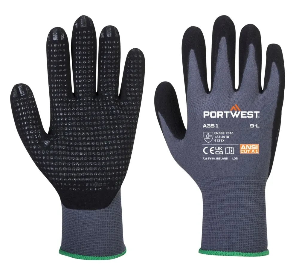 Portwest A351 DermiFlex Plus Handschoen Grijs/zwart voorkant