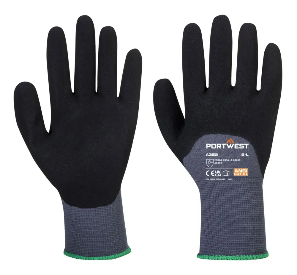Portwest A352 DermiFlex Ultra Handschoen Grijs/zwart voorkant