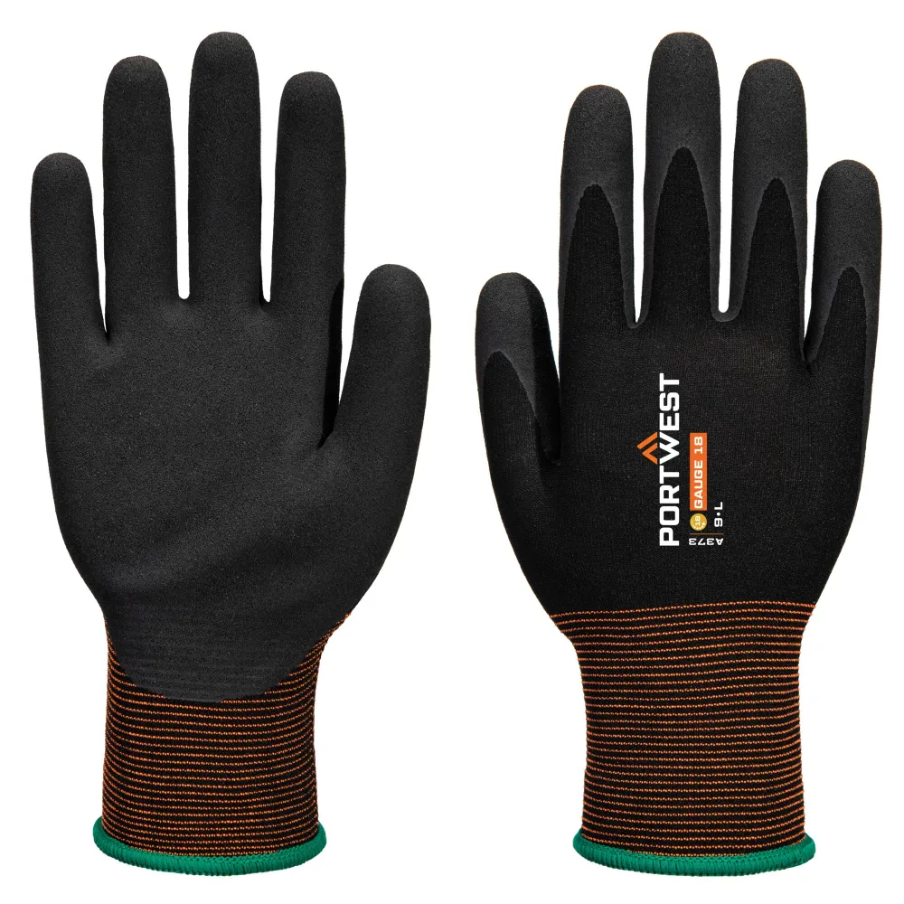 Portwest A373 GP Grip 18 Latex Sandy Handschoen Zwart voorkant