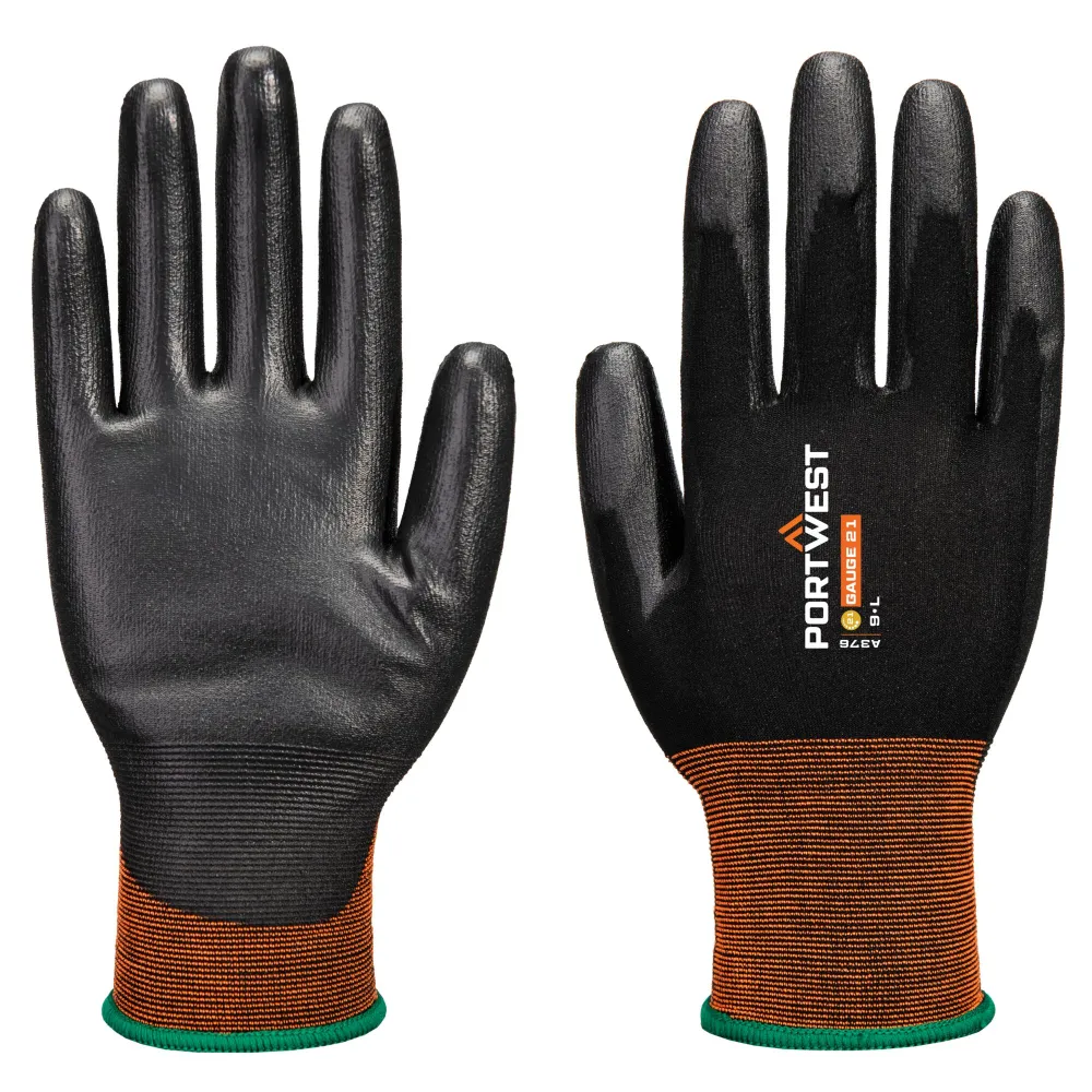 Portwest A376 GP Grip 21 PU Handschoen Zwart voorkant