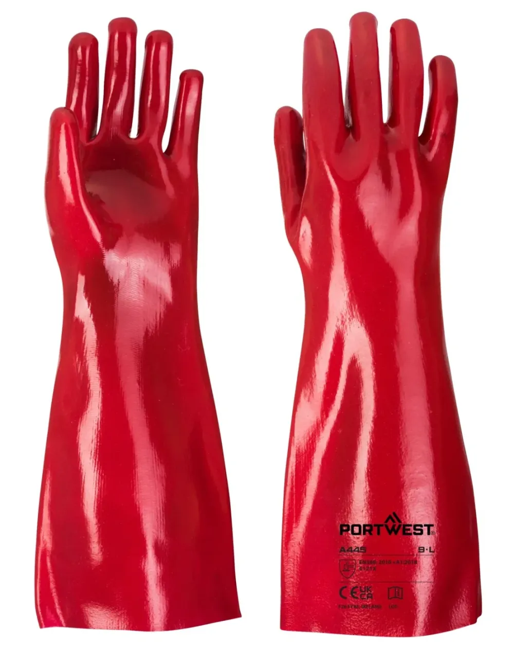 Portwest A445 PVC-Werkhandschoen Rood voorkant