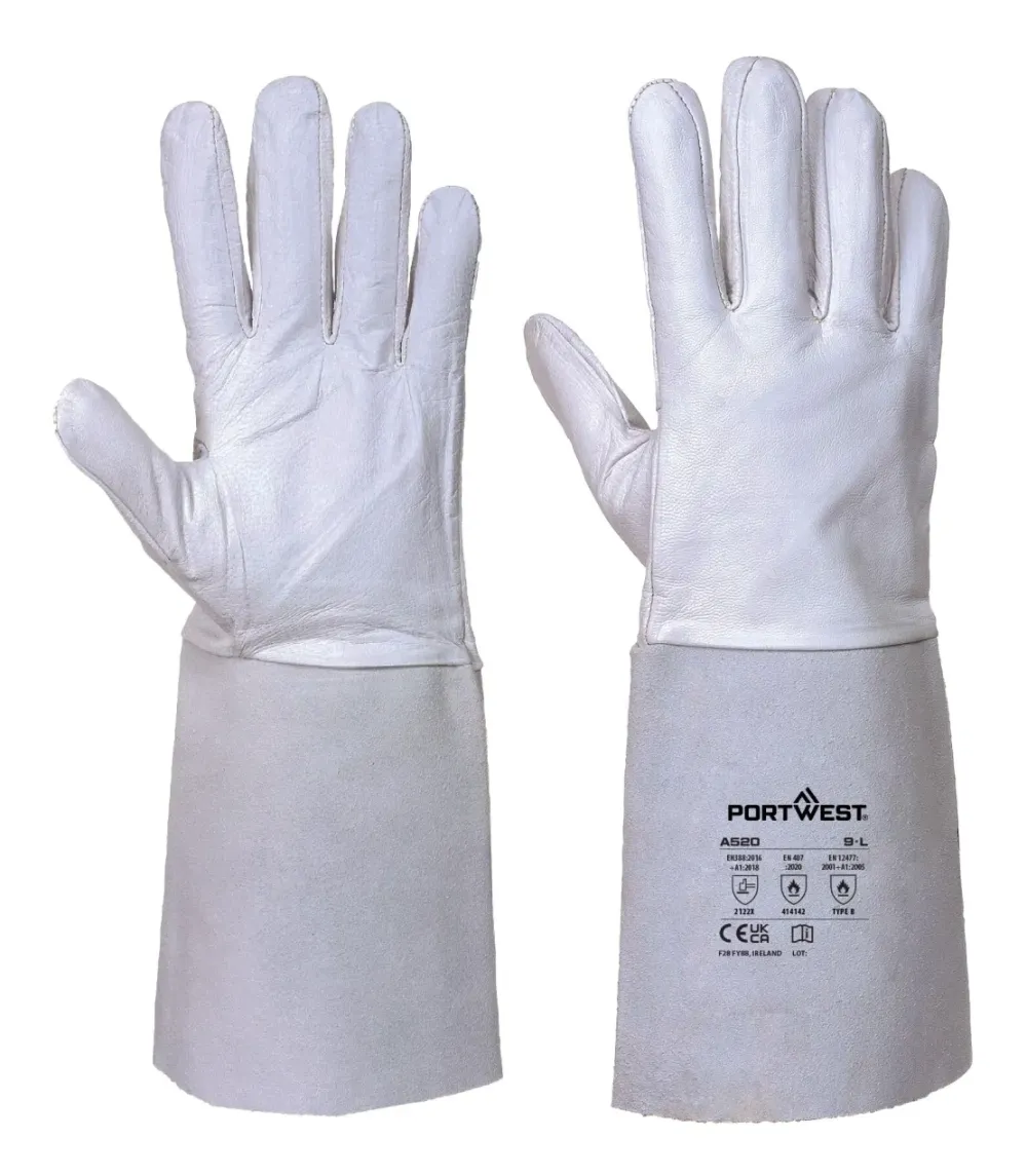 Portwest A520 Premium Handschoen voor TIG-Lassen Grijs voorkant