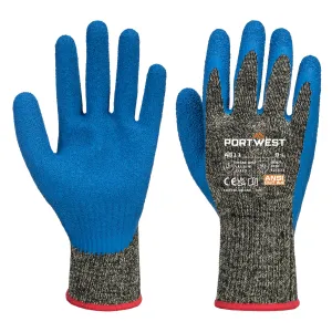 Portwest A611 Snijbestendige Aramide/Latex handschoen Zwart/blauw voorkant
