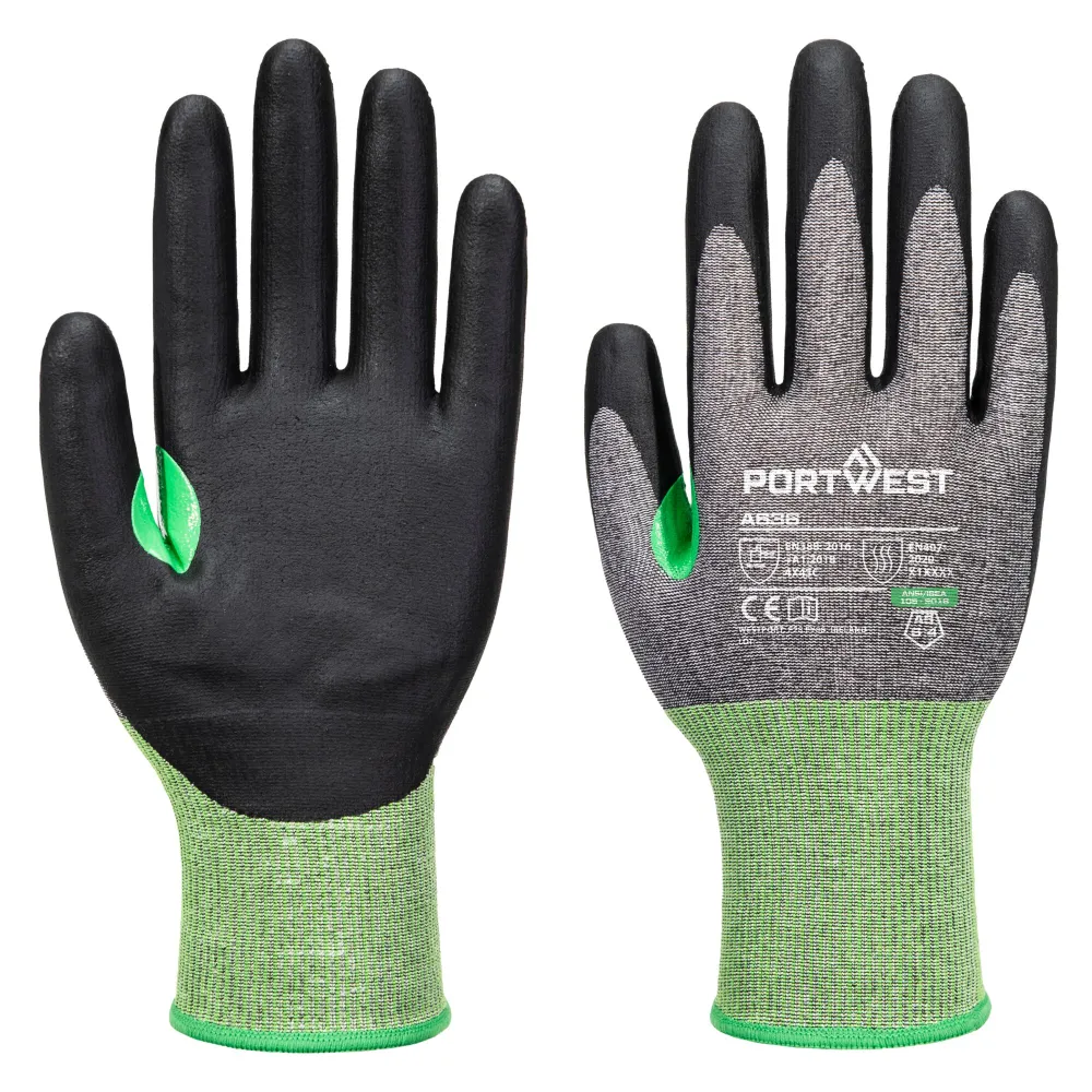 Portwest A636 CS Snijbestendige C18 Nitril Handschoen Grijs/zwart voorkant
