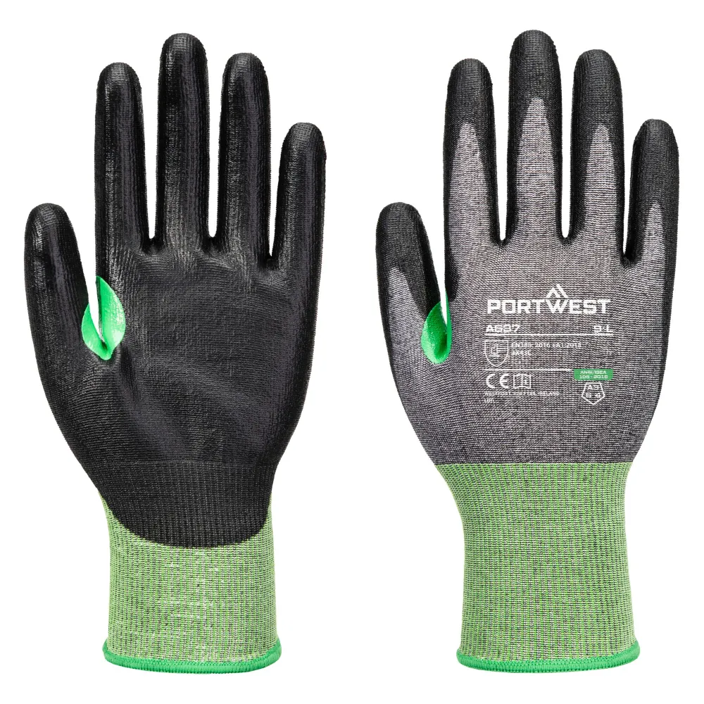 Portwest A637 CS C18 PU Snijbestendige Handschoen Grijs/zwart voorkant