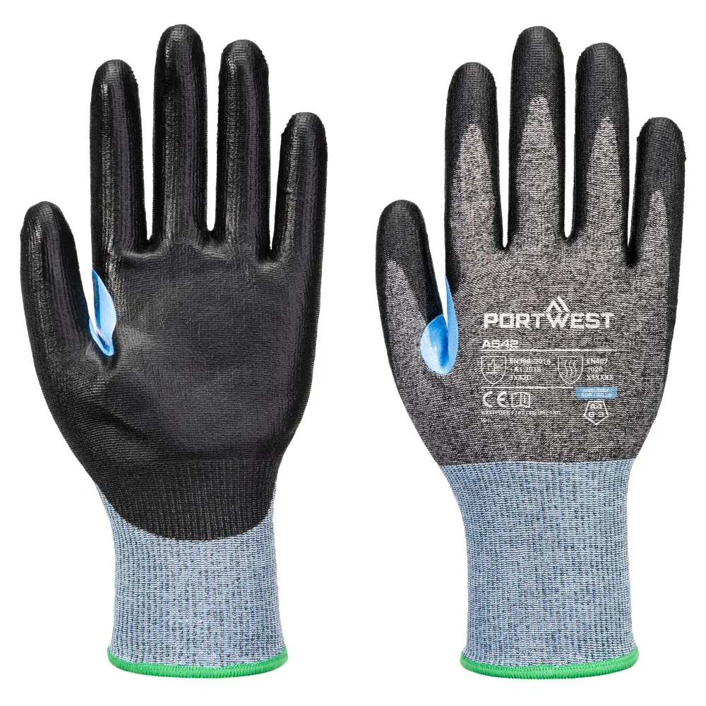 Portwest A642 CS D18 PU Snijbestendige Handschoen Grijs/zwart voorkant