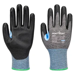 Portwest A647 CS Cut D15 PU Snijbestendige Handschoen Grijs/zwart voorkant