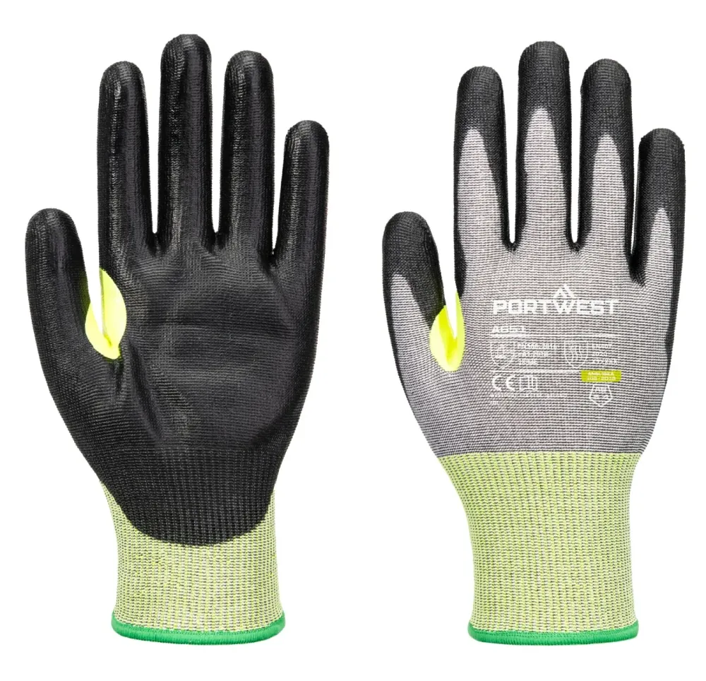 Portwest A651 CS E15 PU Snijbestendige Handschoen Grijs/zwart voorkant