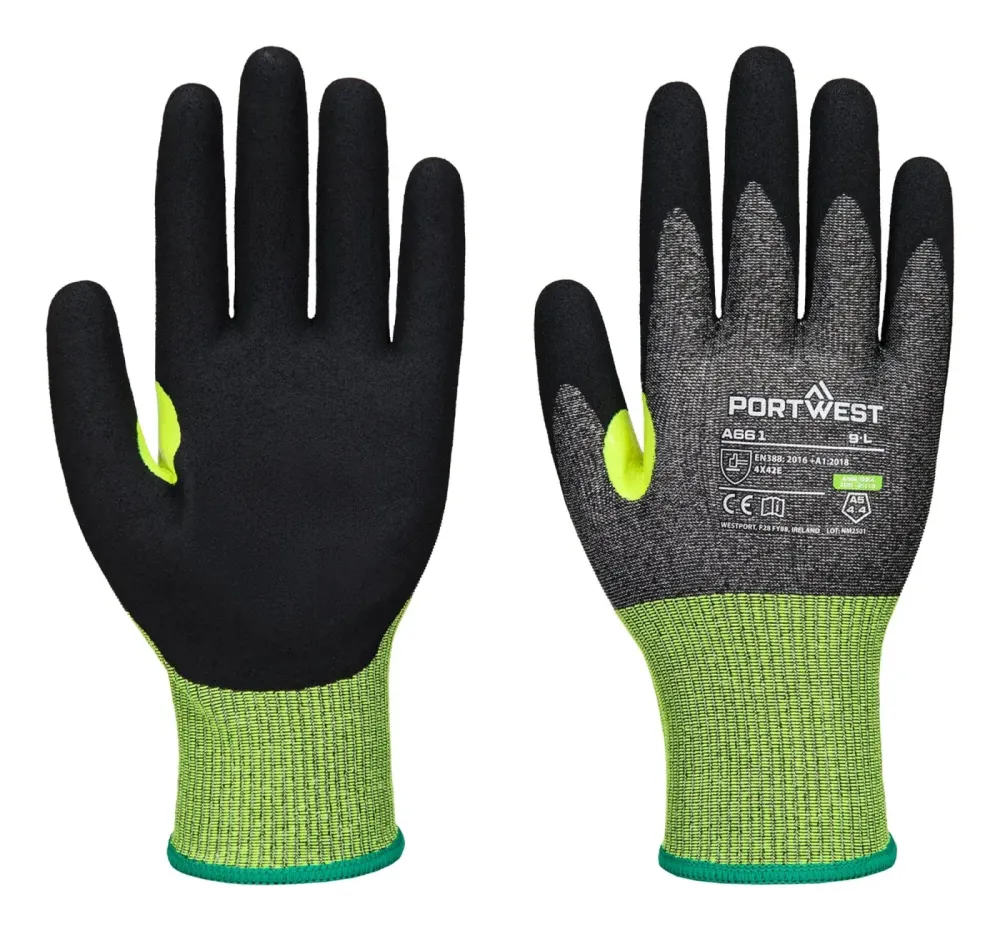 Portwest A661 CS Cut E18 Nitril Zwart voorkant