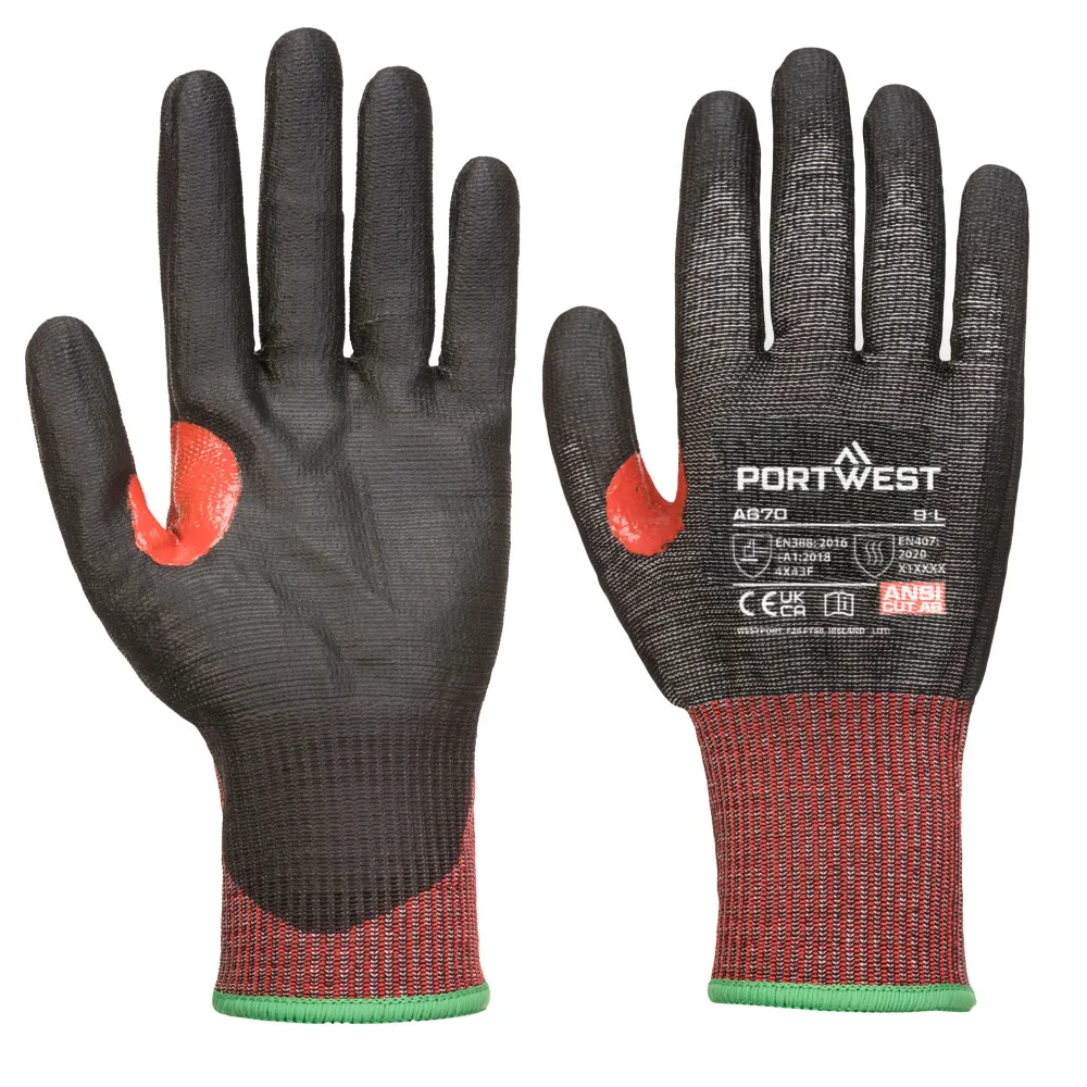 Portwest A670 CS Cut F13 PU Zwart voorkant
