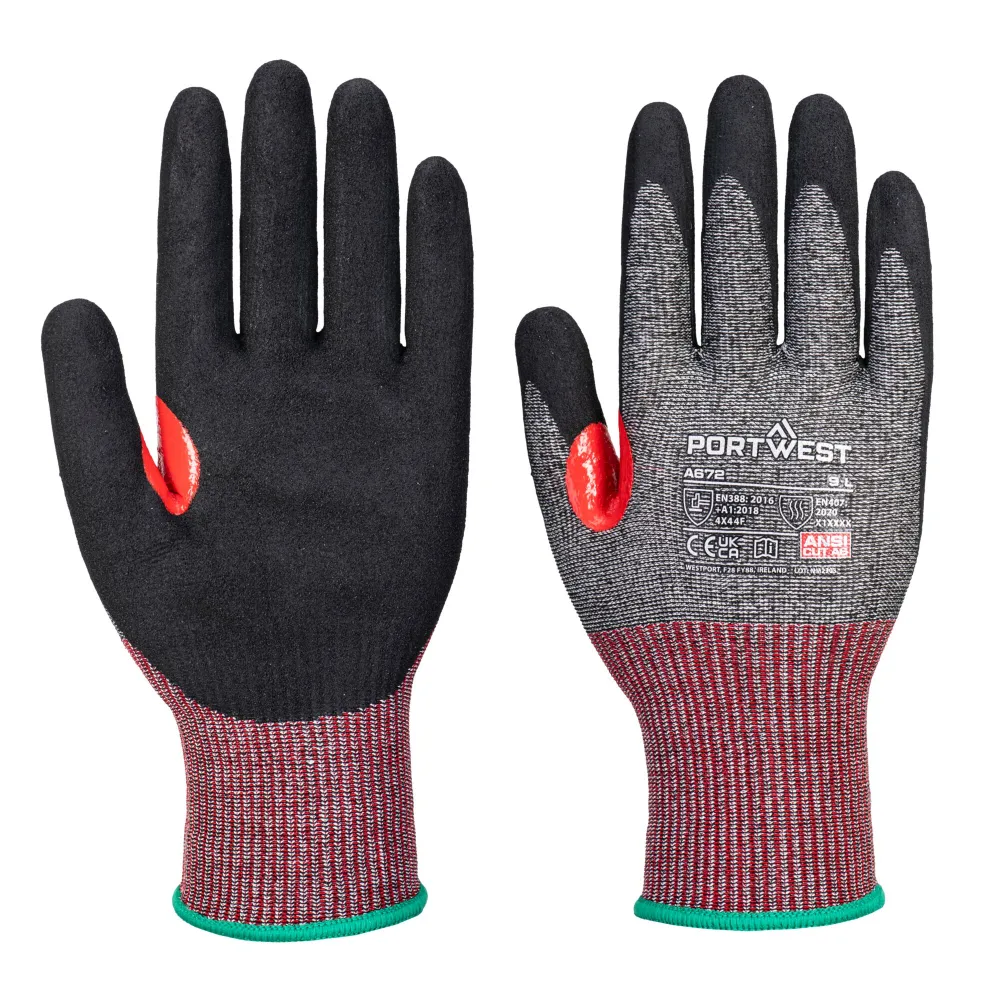 Portwest A672 CS Cut F13 Nitril Zwart voorkant