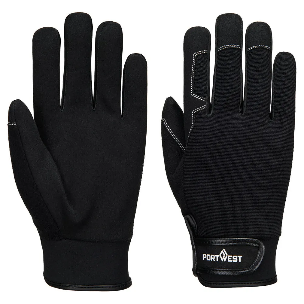 Portwest A701 Mechanic 81 Glove Zwart voorkant