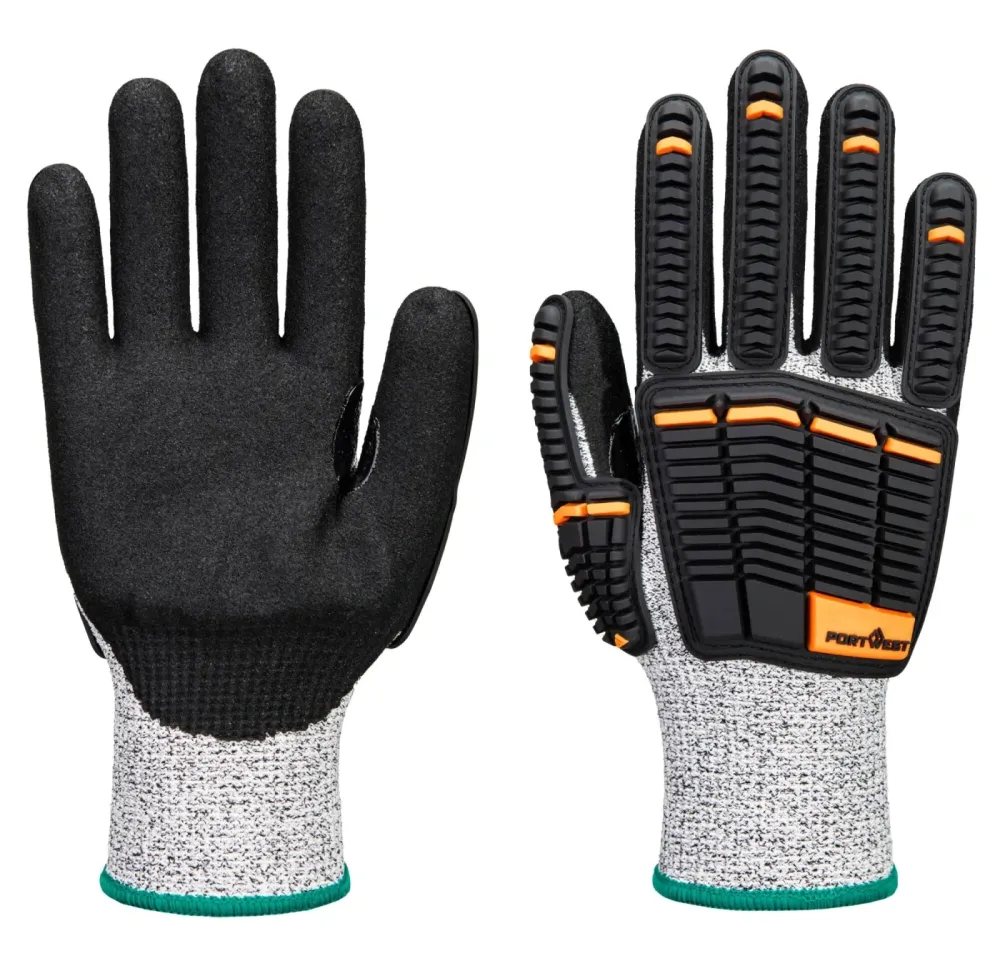 Portwest A718 Impact C13 Nitril foam Handschoen Grijs/zwart voorkant