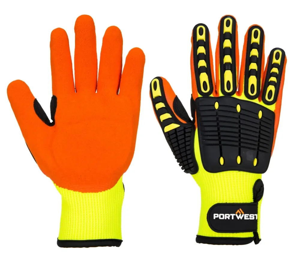 Portwest A721 Anti Impact Grip Glove Geel voorkant