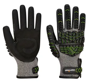 Portwest A755 VHR15 Nitril Schuim Impact Handschoen Zwart/groen voorkant