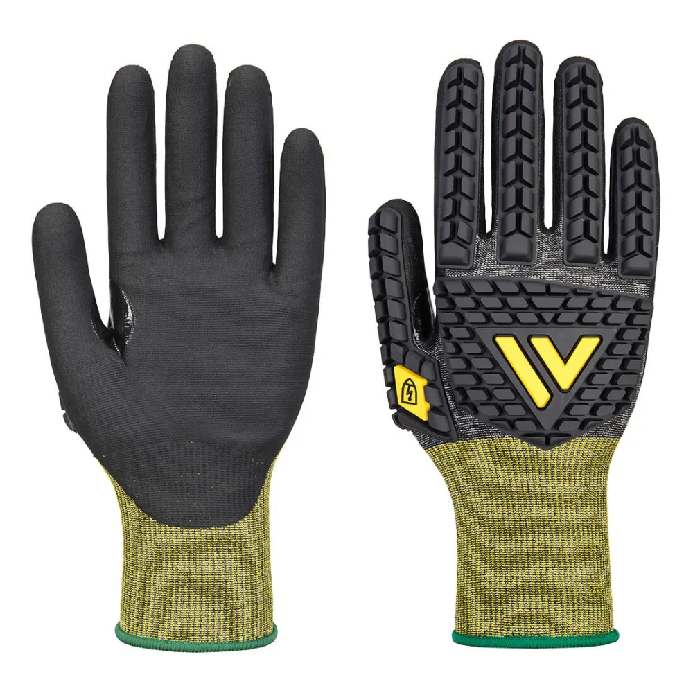 Portwest A756 Impact E18 Nitril Antistatische ESD Handschoen Zwart voorkant