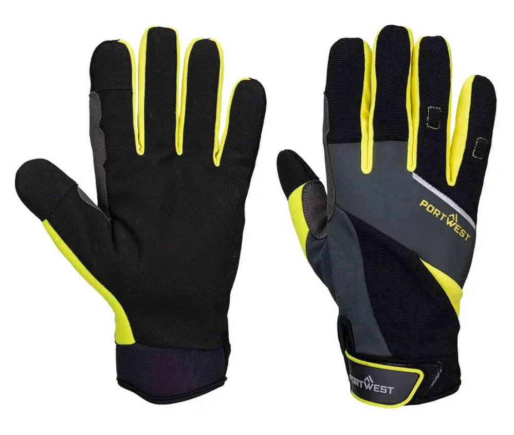 Portwest A774 DX4 LR Snijbestendige Handschoen Zwart/Geel voorkant