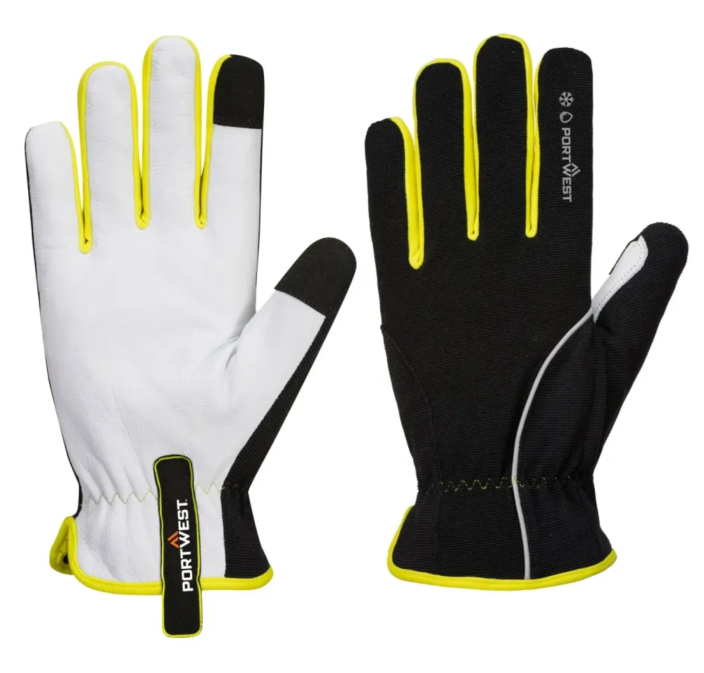 Portwest A776 PW3 Winter Handschoen Zwart/Geel voorkant
