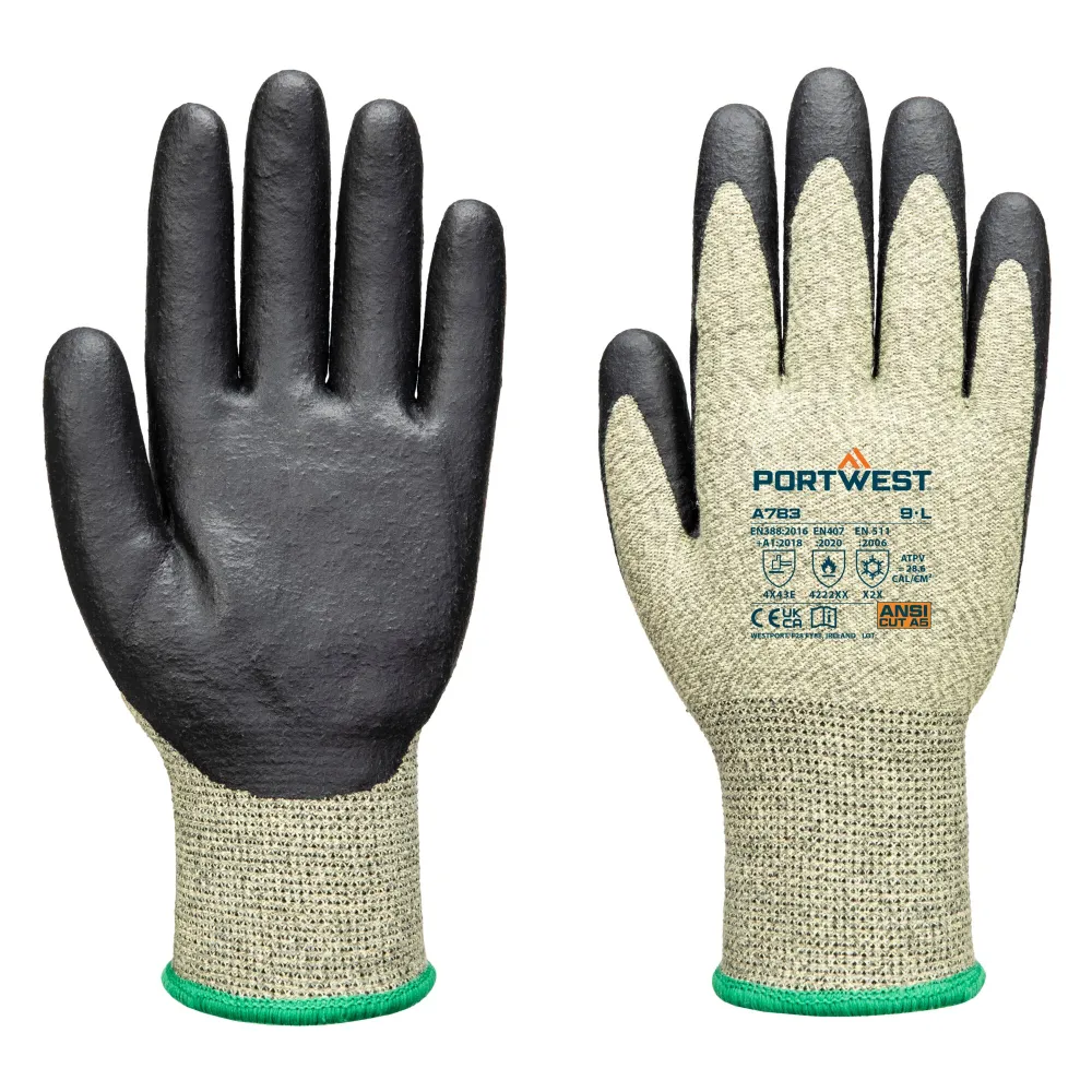 Portwest A783 Arc Grip 13F Niveau 3 Handschoen Groen/zwart voorkant