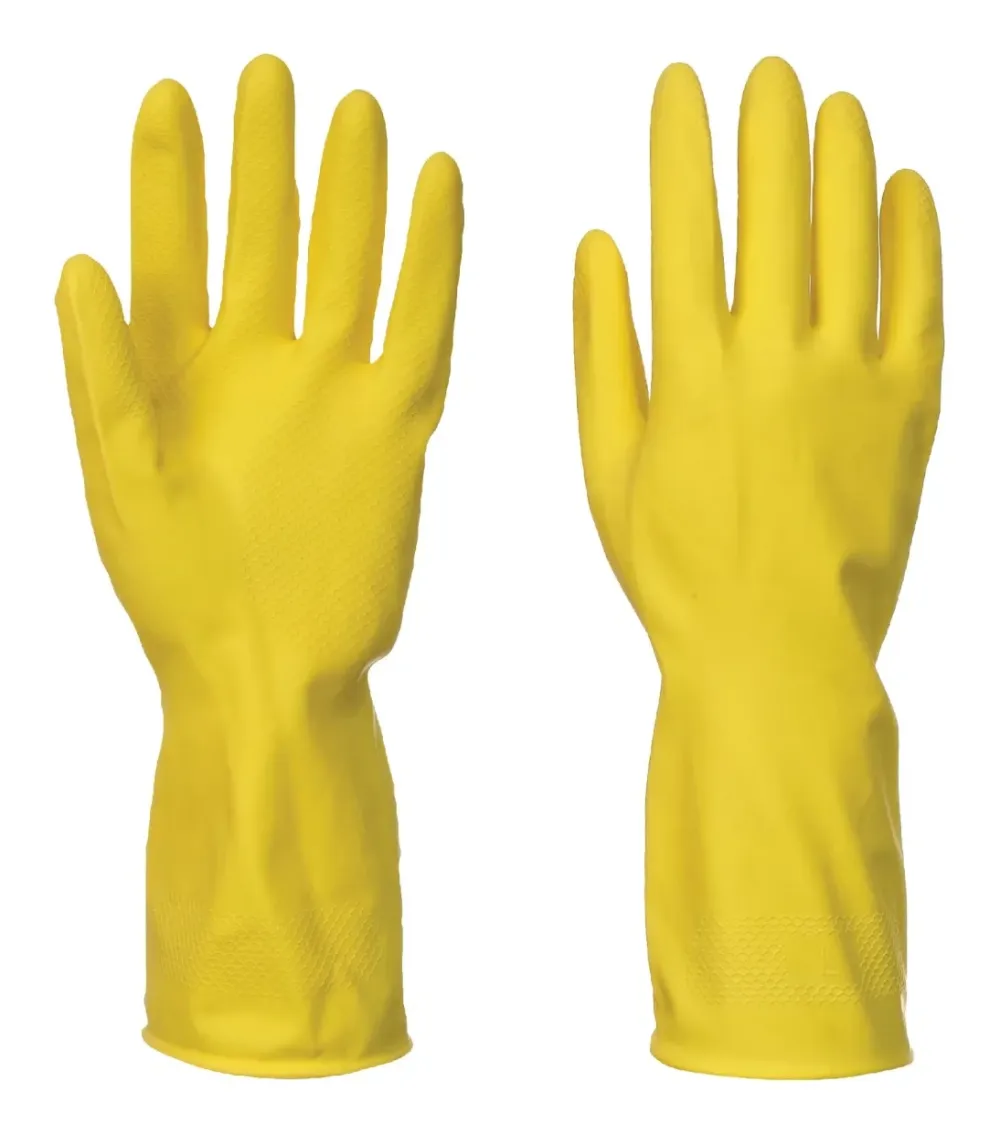 Portwest A800 Huishoud Latex Handschoen (doos van 240 paar) Geel voorkant