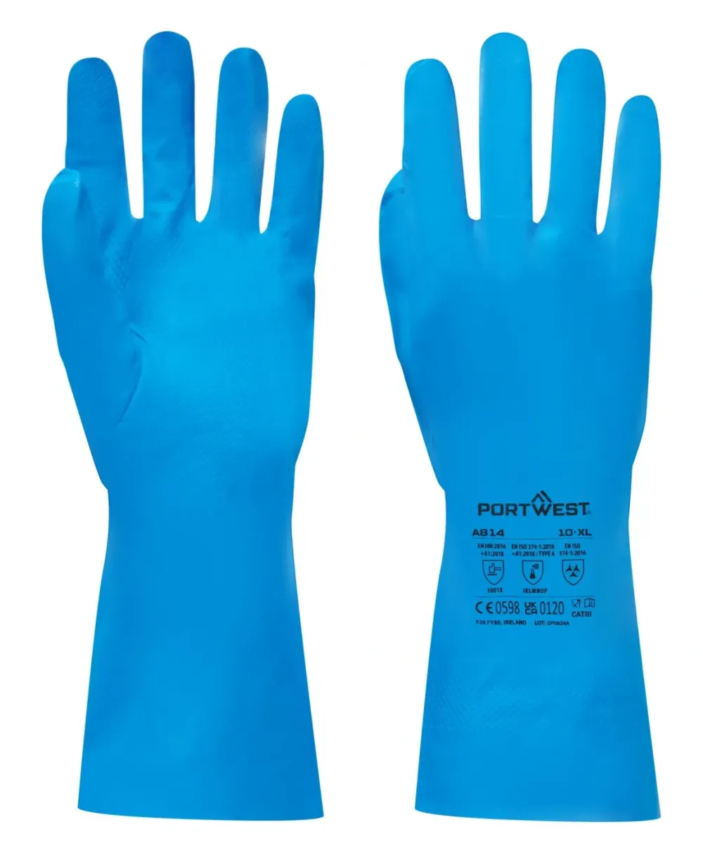 Portwest A814 Voedsel Goedgekeurde nitril handschoen Blauw voorkant