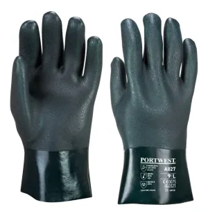 Portwest A827 Dubbel Gedompelde PVC-Handschoen 27cm Groen voorkant