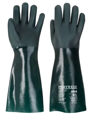 Portwest A845 Dubbel Gedompelde PVC-handschoen 45cm Groen voorkant