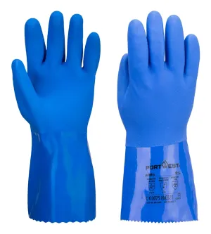 Portwest A881 Chemiebestendige blauwe PVC handschoen Blauw voorkant