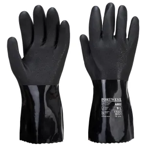 Portwest A882 Chemiebestendige en ESD veilige PVC handschoen Zwart voorkant