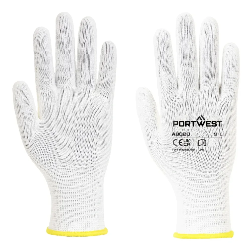 Portwest AB020 Montage Handschoen (doos van 360 paar) Wit voorkant
