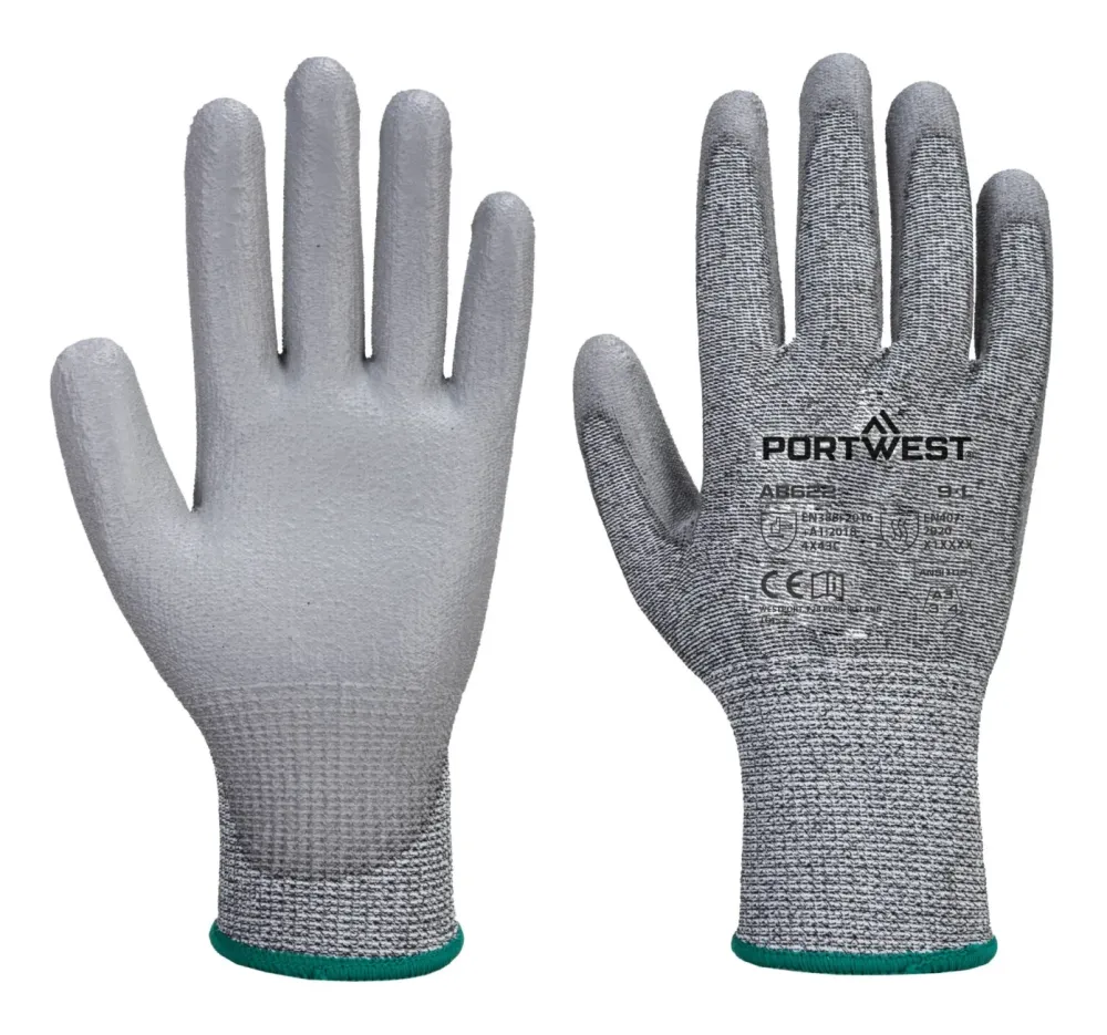 Portwest AB622 Snijklasse C C13 PU Handschoen in Multipack (Pk12) Grijs voorkant