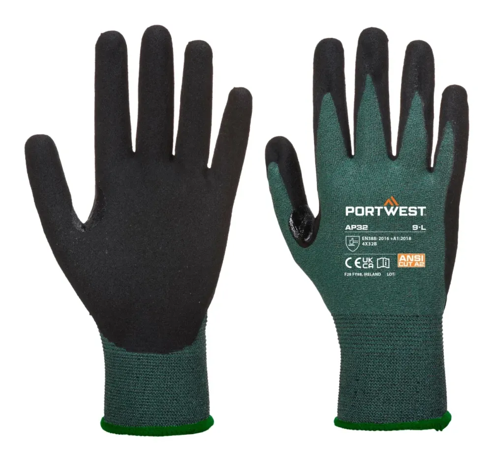 Portwest AP32 Dexti Cut Pro Handschoen Zwart/grijs voorkant