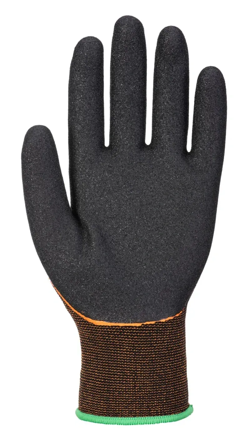 Portwest AP35 Grip 15 Nitril Dubbele Palm Handschoen Zwart/Oranje voorkant