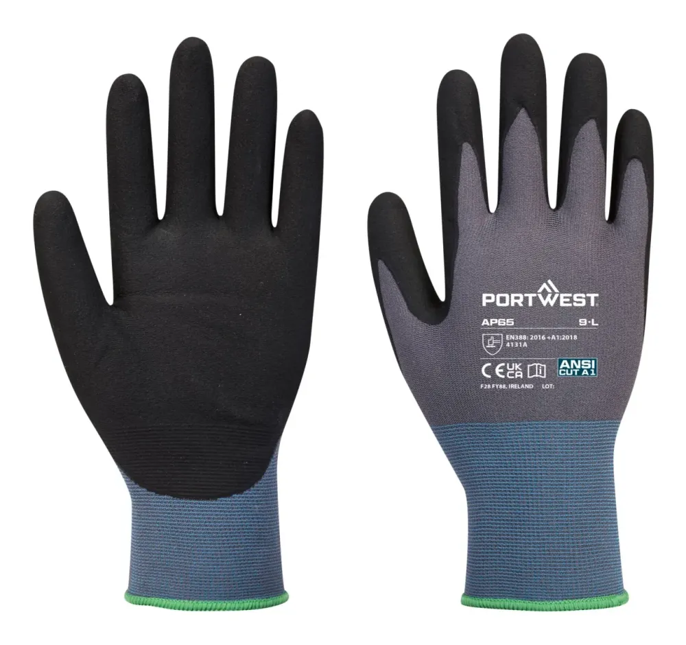 Portwest AP65 NPR Pro Nitril Foam Zwart/grijs voorkant
