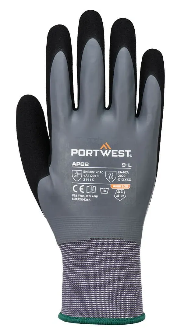 Portwest AP82 Grip 15 Latex Touch Scr Glv Grijs/zwart voorkant