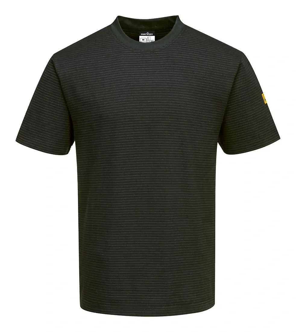 Portwest AS20 Antistatisch ESD T-Shirt Zwart voorkant