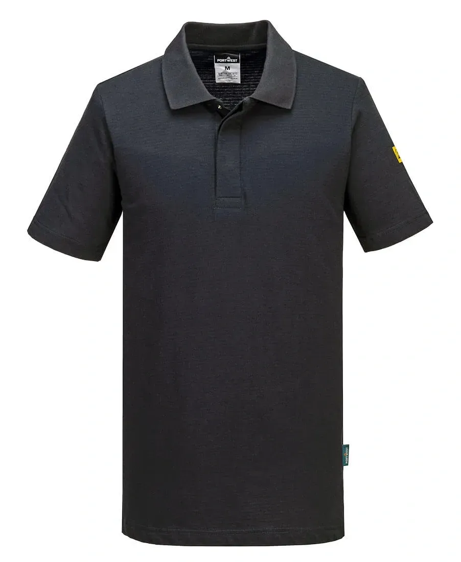 Portwest AS21 Anitstatisch ESD Poloshirt Zwart voorkant