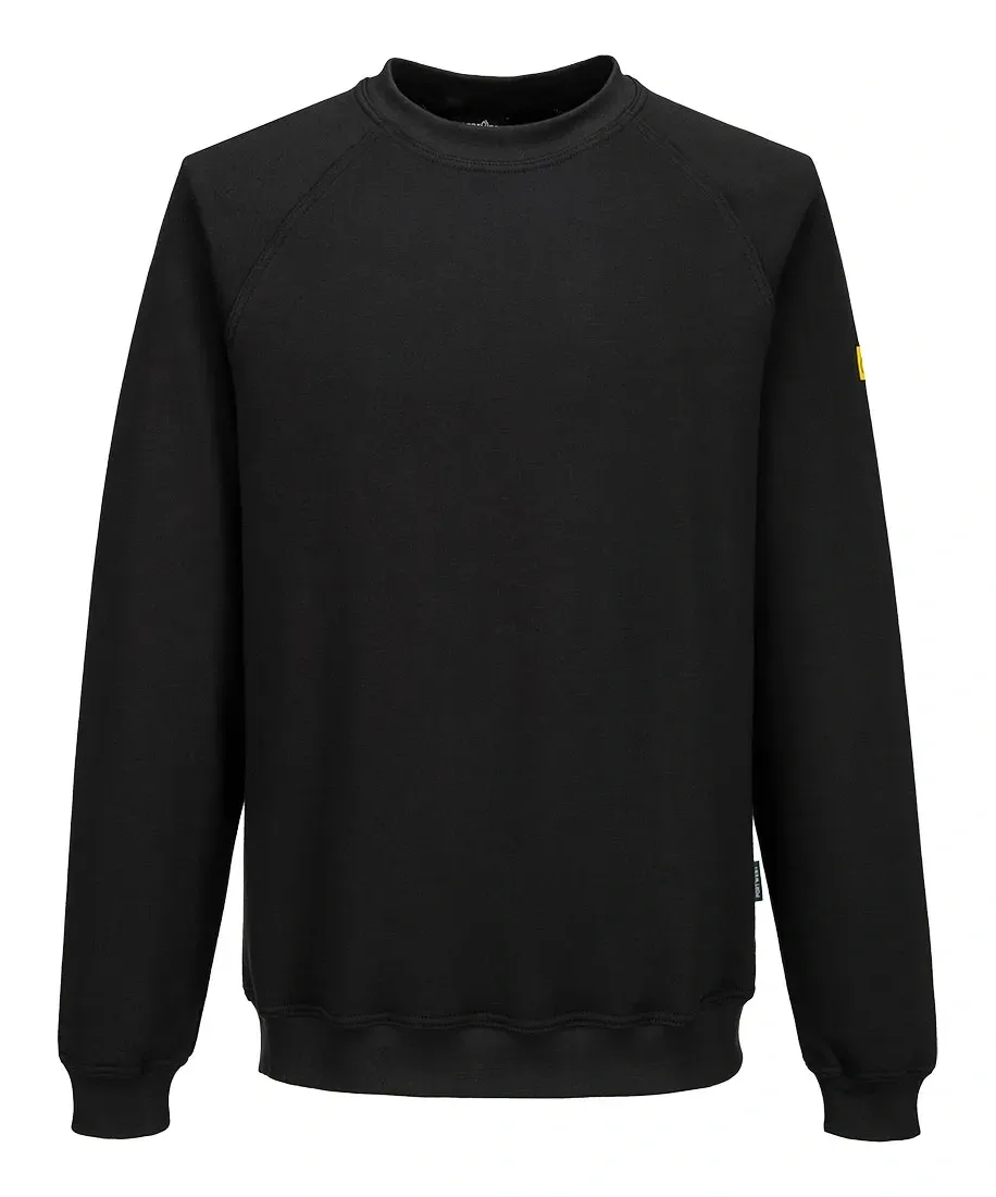 Portwest AS24 Anti-statisch ESD Sweatshirt Zwart voorkant