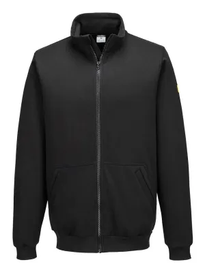 Portwest AS25 Anti-statisch ESD Sweatshirt met ritssluiting Zwart voorkant